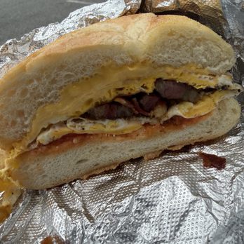 Union Hot Bagels - Thick Cut Bacon, Egg & Cheese on a 'Hard Roll' - Bagels Near Me - Union, New Jersey Union Hot Bagels - Thick Cut Bacon, Egg & Cheese on a 'Hard Roll' - Bagels Near Me - Union, New Jersey