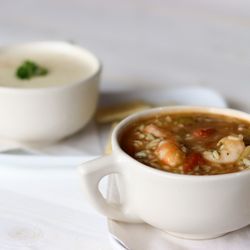 Sea Island Shrimp House - Hearty, slow-cooked gumbo loaded with Gulf shrimp, veggies, rice, and a rich roux. Served hot here at Sea Island Shrimp House in San Antonio
