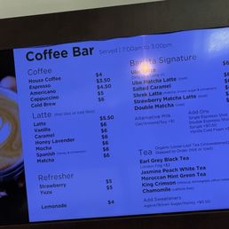 Bakery/coffee side menu Bakery/coffee side menu