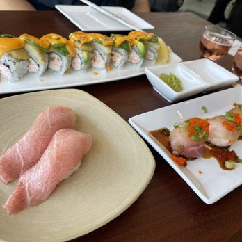 Eiko's Napa - Clockwise: Tsunami Roll Hamachi Bon - Bons Chu Toro - Sushi Bars Near Me - Napa, California Eiko's Napa - Clockwise: Tsunami Roll Hamachi Bon - Bons Chu Toro - Sushi Bars Near Me - Napa, California