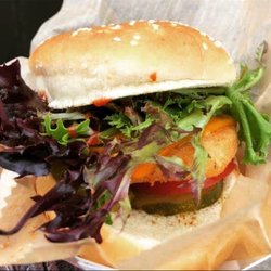 VEG-N - Barbecue Chick-n with Melted Cheddar on a Sesame Bun
