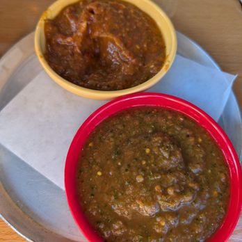 Funky Frida's - Habanero salsa on top, chiltepin at the bottom - Mexican Near Me - Phoenix, Arizona