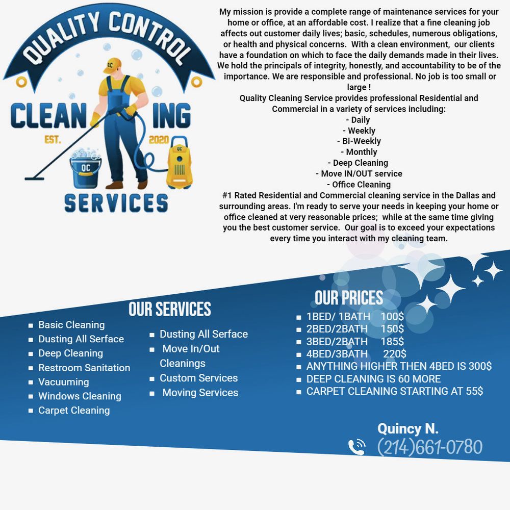 QUALITY CONTROL CLEANING SERVICES Updated October 2024 Dallas