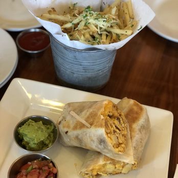 Eat Chow - Breakfast Burrito from Mexican Chow Section ($9.75) & Truffle Parmesan Fries ($8) - Breakfast & Brunch Near Me - Costa Mesa, California