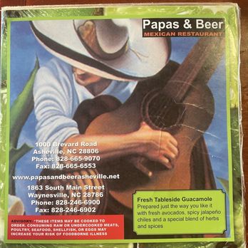 Papa's & Beer - Menu 07-11-24 - Mexican Near Me - Waynesville, North Carolina