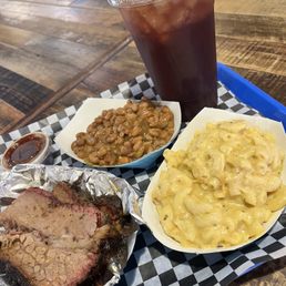 Brisket , BBQ Beans and Smoked Mac & Cheese