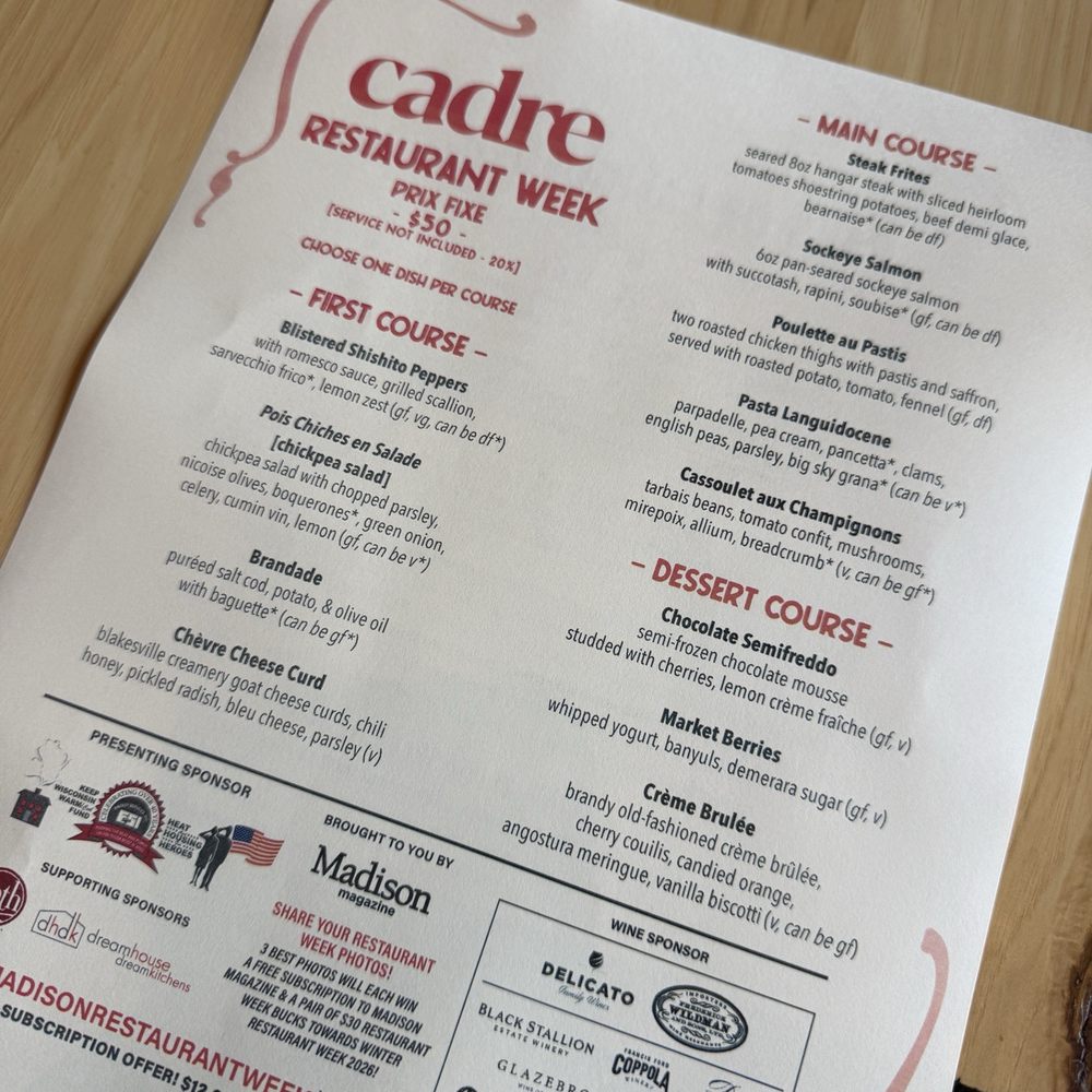 Cadre Restaurant - French Near Me - Madison, Wisconsin Cadre Restaurant - French Near Me - Madison, Wisconsin