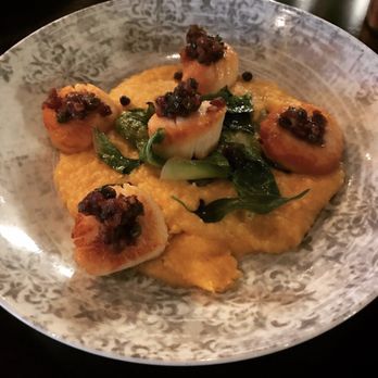 S W Clyborne Provision & Spirits - Fresh catch of the day. Scallops over sweet potato polenta - American Near Me - Mason, Ohio S W Clyborne Provision & Spirits - Fresh catch of the day. Scallops over sweet potato polenta - American Near Me - Mason, Ohio