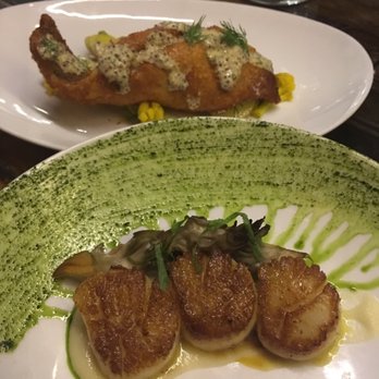Manhattan Beach Post - Seared Diver Scallops and potato crusted trout - New American Near Me - Manhattan Beach, California