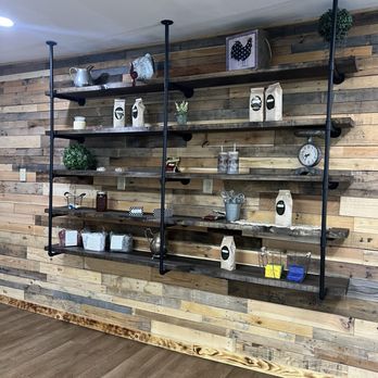 Mckinney Station - a wooden wall with shelves and a clock - Ice Cream & Frozen Yogurt Near Me - Newburg, Pennsylvania Mckinney Station - a wooden wall with shelves and a clock - Ice Cream & Frozen Yogurt Near Me - Newburg, Pennsylvania