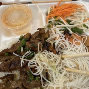 Pho Bac Ky - Bun 57. Bun Cha Gio Tom Thit Nuong Good amount of pork, tiny egg roll and 1 shrimp. Thankfully, I ordered a side of egg rolls. - Vietnamese Near Me - Tustin, California Pho Bac Ky - Bun 57. Bun Cha Gio Tom Thit Nuong Good amount of pork, tiny egg roll and 1 shrimp. Thankfully, I ordered a side of egg rolls. - Vietnamese Near Me - Tustin, California