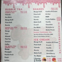 Gimme Some Suga - Menu