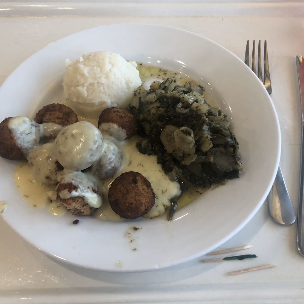 IKEA - Veggie fritters, mashed potatoes, and steamed kale/cabbage side... delicious! - Furniture Stores Near Me - Atlanta, Georgia IKEA - Veggie fritters, mashed potatoes, and steamed kale/cabbage side... delicious! - Furniture Stores Near Me - Atlanta, Georgia