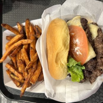 Toula Burger - Double burger with cheese and sweet potato fries. - Burgers Near Me - Ponchatoula, Louisiana Toula Burger - Double burger with cheese and sweet potato fries. - Burgers Near Me - Ponchatoula, Louisiana