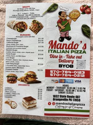 Menu photo 4 Mando’s Pizza Orangeville, PA Menu photo 4 Mando’s Pizza Orangeville, PA