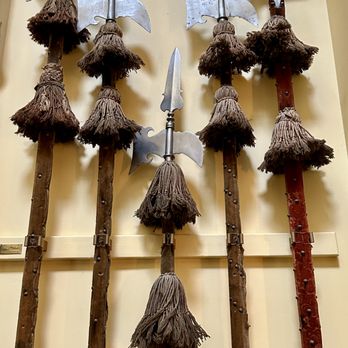 Inveraray Castle - Highland halberds, AKA spears. The tassels still contain the blood of the victims, which prevented blood from going to the handle. Shiver - Landmarks & Historical Buildings Near Me - Inveraray, AGB