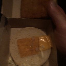 My cold fish sandwich with small piece of cheese...after 40 minutes of waiting Terrible service!!! My cold fish sandwich with small piece of cheese...after 40 minutes of waiting Terrible service!!!