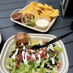 Chips & Dips Trio and a Steak Burrito Bowl