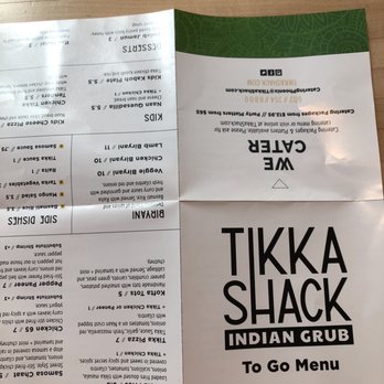 Tikka Shack Indian Grub - Take out menu front - Indian Near Me - Phoenix, Arizona Tikka Shack Indian Grub - Take out menu front - Indian Near Me - Phoenix, Arizona