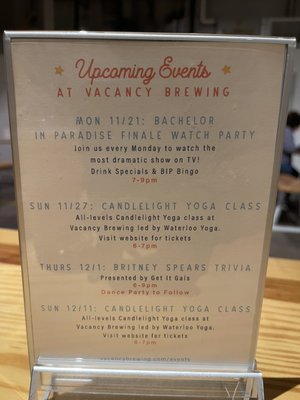 Menu photo 4 Vacancy Brewing Austin, TX