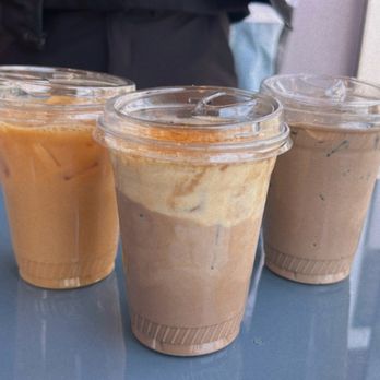 Academic Coffee - Banana Hojicha, Vanilla cold brew, and reg hojicha - Bakeries Near Me - San Jose, California Academic Coffee - Banana Hojicha, Vanilla cold brew, and reg hojicha - Bakeries Near Me - San Jose, California