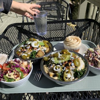 Sunflower Cafe - Santa Fe Potato Bowl (add kale and avocado) Asian Slaw, Ranch Slaw, and a carrot cupcake - Cafes Near Me - Nashville, Tennessee Sunflower Cafe - Santa Fe Potato Bowl (add kale and avocado) Asian Slaw, Ranch Slaw, and a carrot cupcake - Cafes Near Me - Nashville, Tennessee