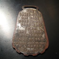 Probably given out at the Panama Pacific Expo in 1915 as an advertising promotion for the Patented in 1907  "Baker Shoe"