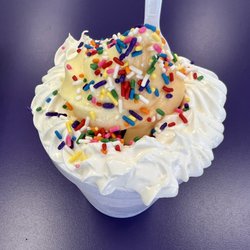 Counter Culture Frozen Yogurt - Orange Pineapple swirl with some sprinkles...
