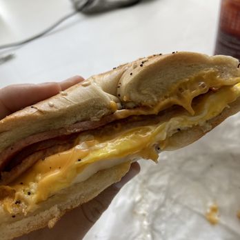 Rahway Bagels - Taylor ham, egg, and cheese sandwich on an everything bagel - Bagels Near Me - Rahway, New Jersey Rahway Bagels - Taylor ham, egg, and cheese sandwich on an everything bagel - Bagels Near Me - Rahway, New Jersey