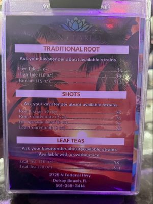 Menu photo 4 Zen Clarity Kava Bar Delray Beach, FL