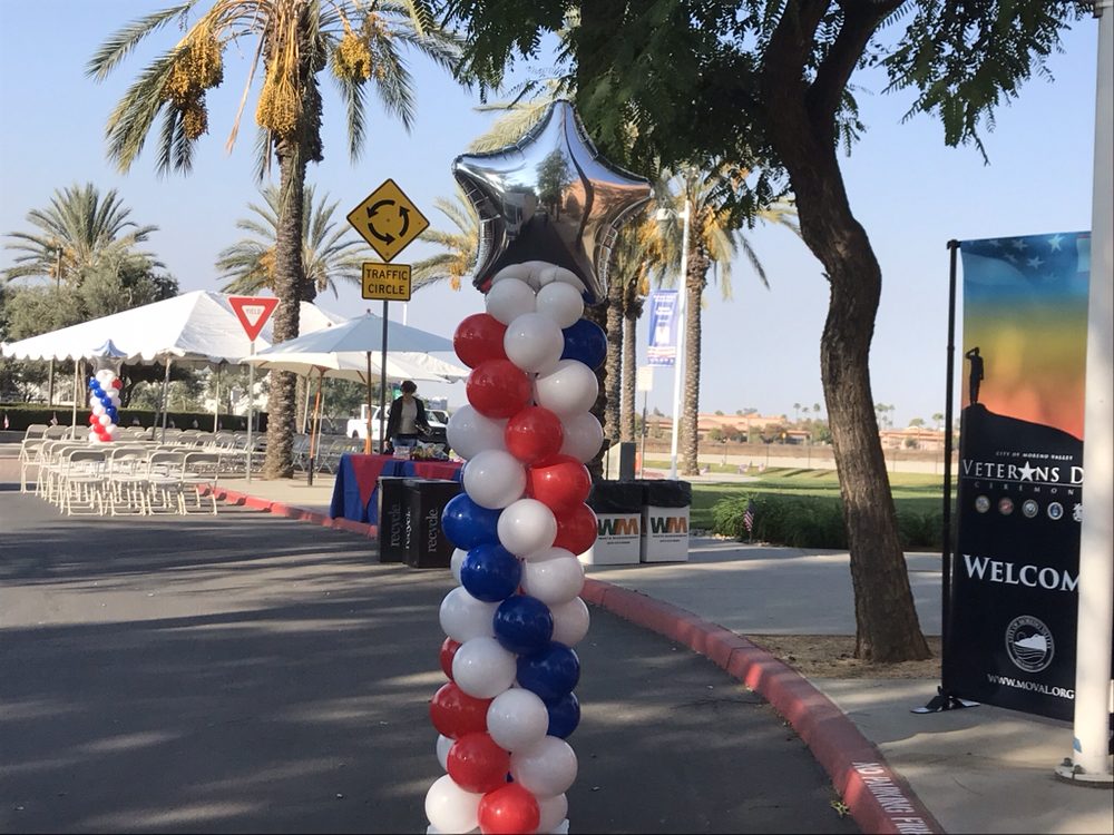 Canopies, tables, chairs, balloons, etc. "Lopez party rentals" can help