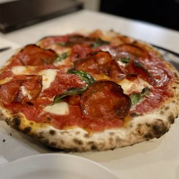 Bistro Di Bufala - Margherita Pizza with Added Pepperoni - Italian Near Me - Visalia, California Bistro Di Bufala - Margherita Pizza with Added Pepperoni - Italian Near Me - Visalia, California