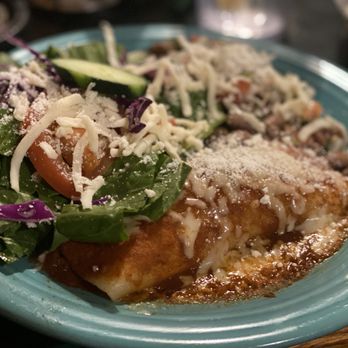 El Jardin Restaurant - Chicken enchiladas w/whole beans and salad - Mexican Near Me - Oakdale, California El Jardin Restaurant - Chicken enchiladas w/whole beans and salad - Mexican Near Me - Oakdale, California
