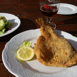 Gasthaus Fischer - Karpfenfilet mit gemischten Salat (Kartoffelsalat mit dabei)