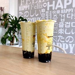 Mango matcha smoothie with tapioca, 50% sugar