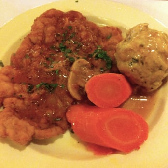 Bauernschmaus Restaurant - Bread pork cutlet with mushroom cream paprika sauce ($11.50) - German Near Me - Edmonton, Alberta