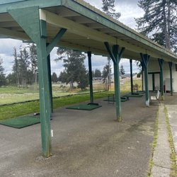 Driving range, hit into a net.