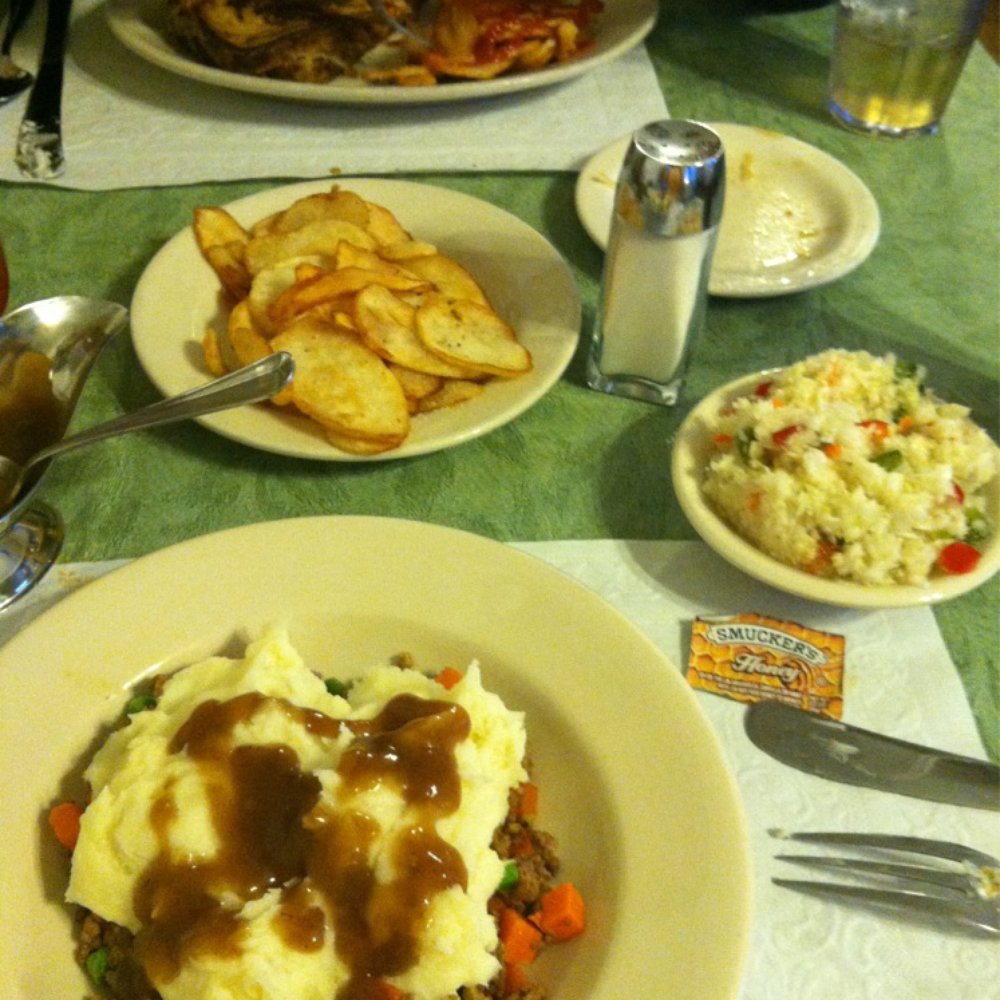 Shepard's Pie, Dutch potatoes, pepper cabbage for starters! Oh and the fritter sampler, corn, apple and potato! Shepard's Pie, Dutch potatoes, pepper cabbage for starters! Oh and the fritter sampler, corn, apple and potato!