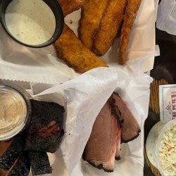 Fat Pete's BBQ - Fried pickles, "burnt ends"--not, brisket. Dry and NOT KC burnt ends. Check out my other BBQ reviews with burnt ends.