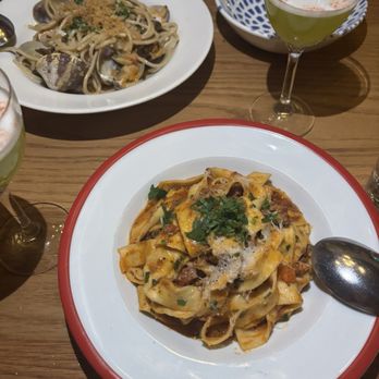 Corzetti - SPAGHETTINI WITH CLAMS + TAGLIATELLE ALLA BOLOGNESE PASTA - Wine Bars Near Me - San Francisco, California Corzetti - SPAGHETTINI WITH CLAMS + TAGLIATELLE ALLA BOLOGNESE PASTA - Wine Bars Near Me - San Francisco, California