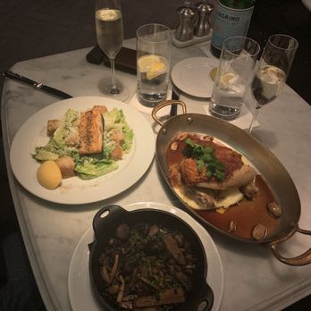 RH Rooftop Restaurant at RH Dallas - Salmon Caesar salad , mushrooms roasted chicken and potato purée - American Near Me - Dallas, Texas RH Rooftop Restaurant at RH Dallas - Salmon Caesar salad , mushrooms roasted chicken and potato purée - American Near Me - Dallas, Texas