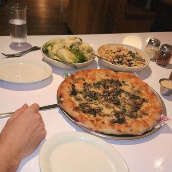 Pitfire Pizza - Mushroom pizza, chicken cavatappi, and Caesar salad - Pizza Near Me - Orange, California Pitfire Pizza - Mushroom pizza, chicken cavatappi, and Caesar salad - Pizza Near Me - Orange, California