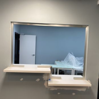Aim Fuller Glass - BEFORE, OF THE CUSTOM OFFICE PARTITION W/ PASS THRU AND SPEAKER INSTALL. - Glass & Mirrors Near Me - Ventura, California Aim Fuller Glass - BEFORE, OF THE CUSTOM OFFICE PARTITION W/ PASS THRU AND SPEAKER INSTALL. - Glass & Mirrors Near Me - Ventura, California