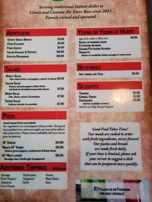 Menu photo 2 Roma's Italian Restaurant Clovis, NM