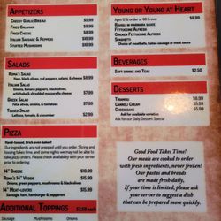 Roma's Italian Restaurant - 8.1.2023 menu