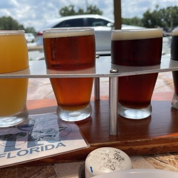 Flying Boat Tap Room - 4 beer flight (ipa, red, porter, stout) - Pizza Near Me - Ocala, Florida Flying Boat Tap Room - 4 beer flight (ipa, red, porter, stout) - Pizza Near Me - Ocala, Florida