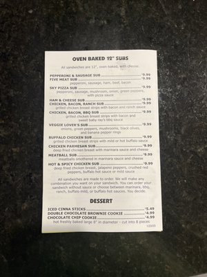 Menu photo 1 Sky Pizzeria Shirley, IN Menu photo 1 Sky Pizzeria Shirley, IN