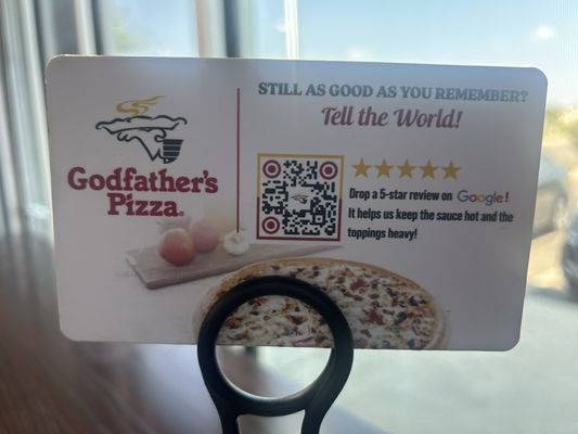 Menu photo 1 Godfather's Pizza San Antonio, TX Menu photo 1 Godfather's Pizza San Antonio, TX