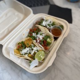Chicken, pastor, and asada tacos Chicken, pastor, and asada tacos