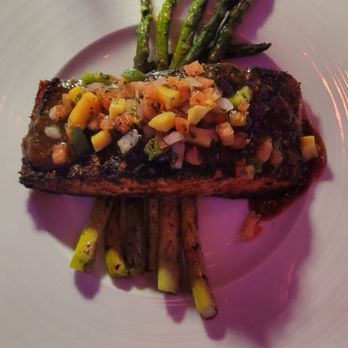Garden Rooftop - Jerk salmon and asparagus - New American Near Me - Baltimore, Maryland